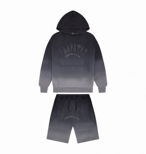 Trapstar Irongate Arch Chenille Hoodie Short Black | TS-64945