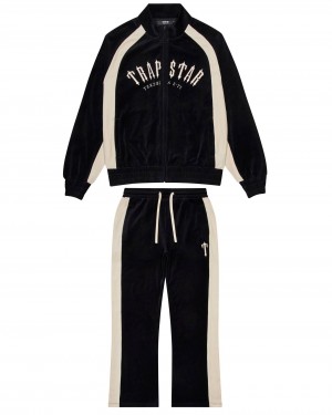 Trapstar Irongate Arch Velour Tracksuit Black | TS-65373