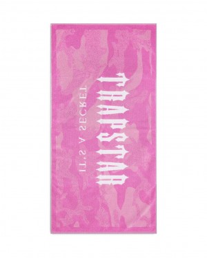 Trapstar Irongate Beach Towel Pink/White | TS-65068