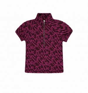 Trapstar Jacquard Fitted Zip Crop Top Burgundy Pink | TS-64784