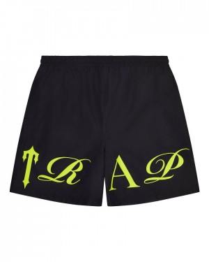 Trapstar Script Shell Shorts Black/Slime | TS-65302