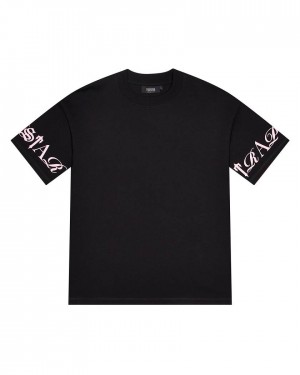 Trapstar Script Tee Black/Pink | TS-65285