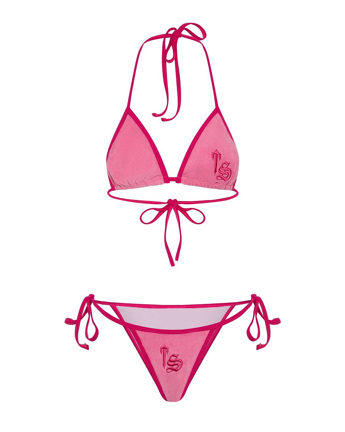 Trapstar Terry Script Bikini Top Pink | TS-65089