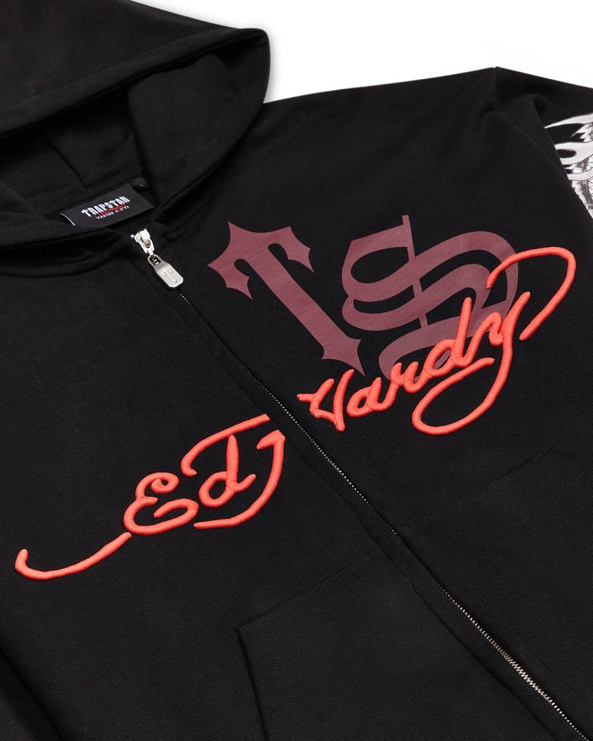 Trapstar x Ed Hardy Script Hoodie Black | TS-65364